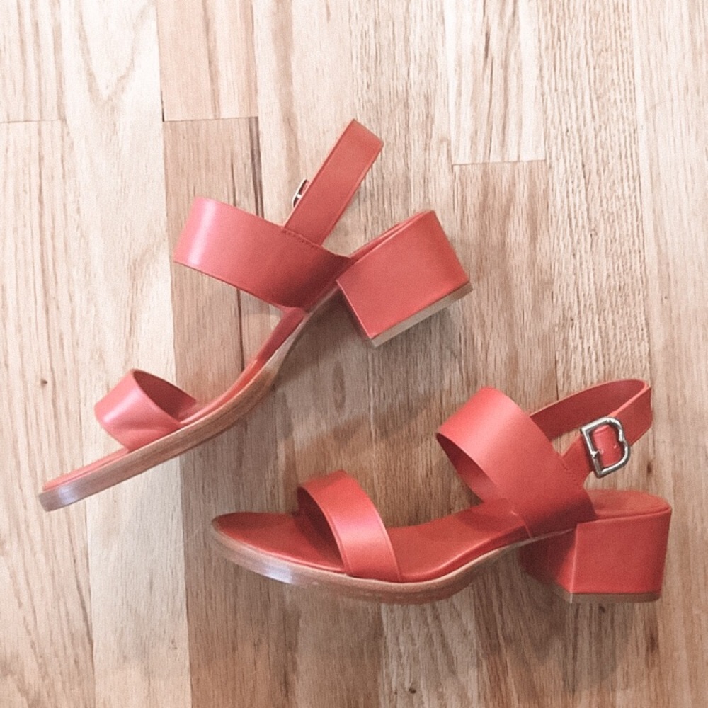 Brooks Brothers Deep Red Heeled Leather Sandal